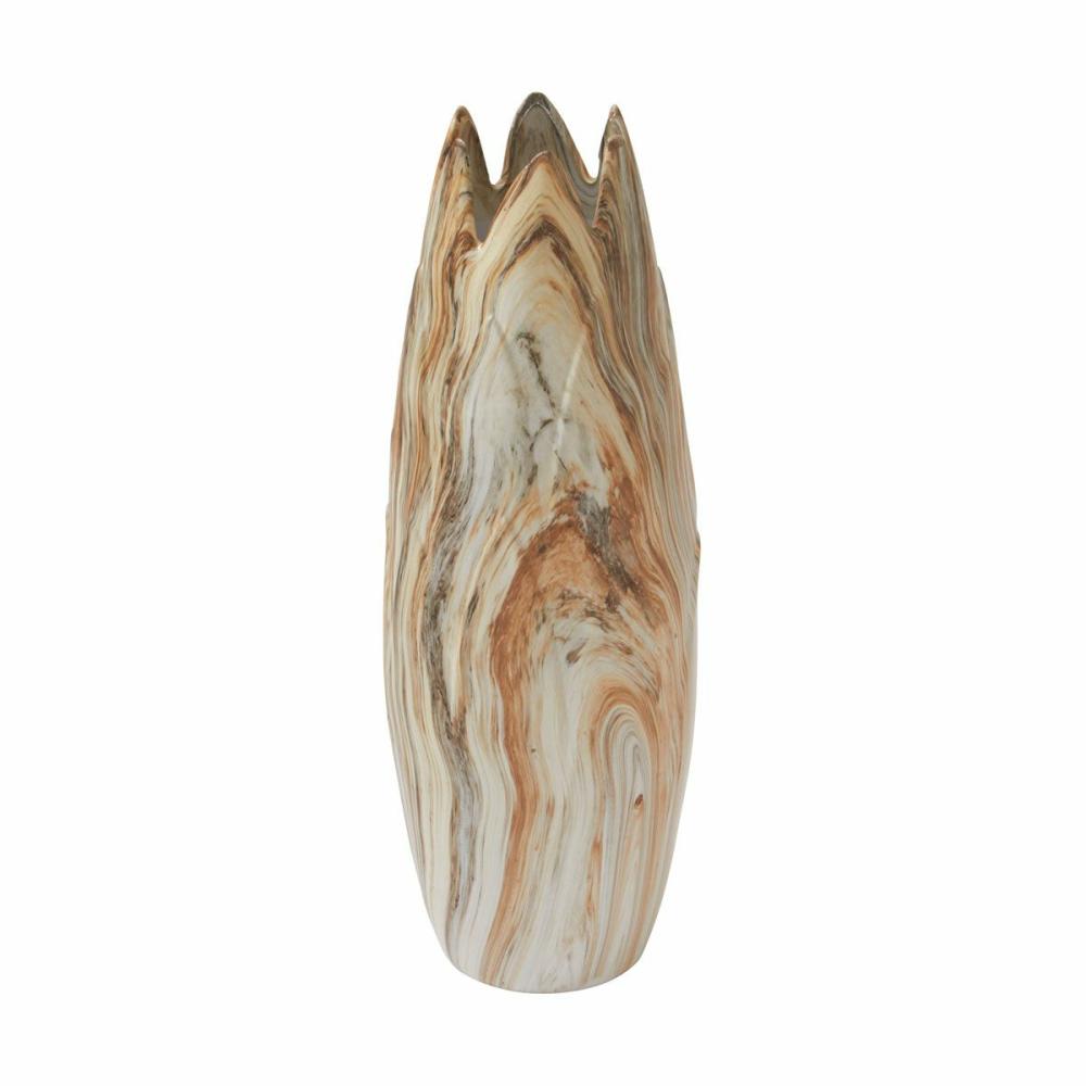 Beige Ceramic Marbled Vase Decor & Accents