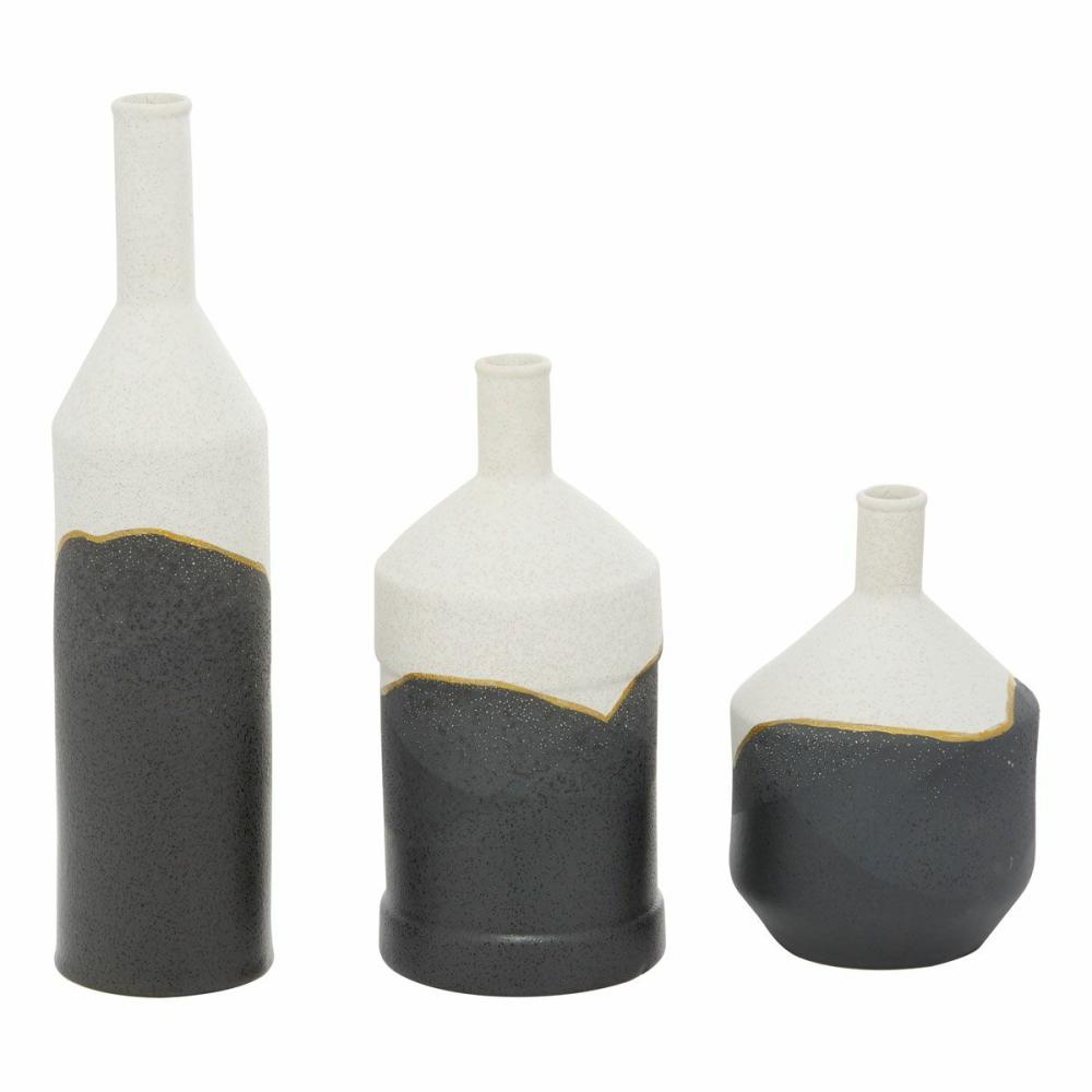 Black Ceramic Vase Set Of 3 Decor & Accents