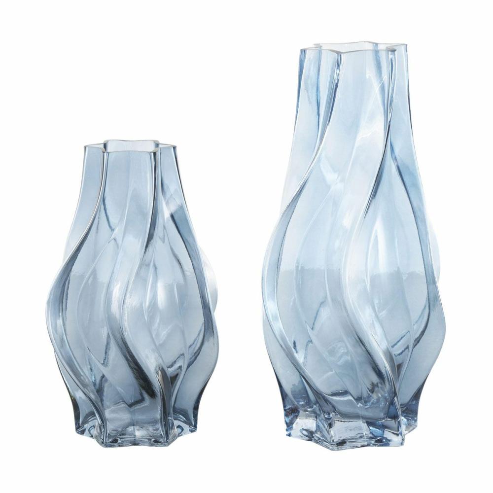 Blue Glass Vase Set Of 2 Decor & Accents