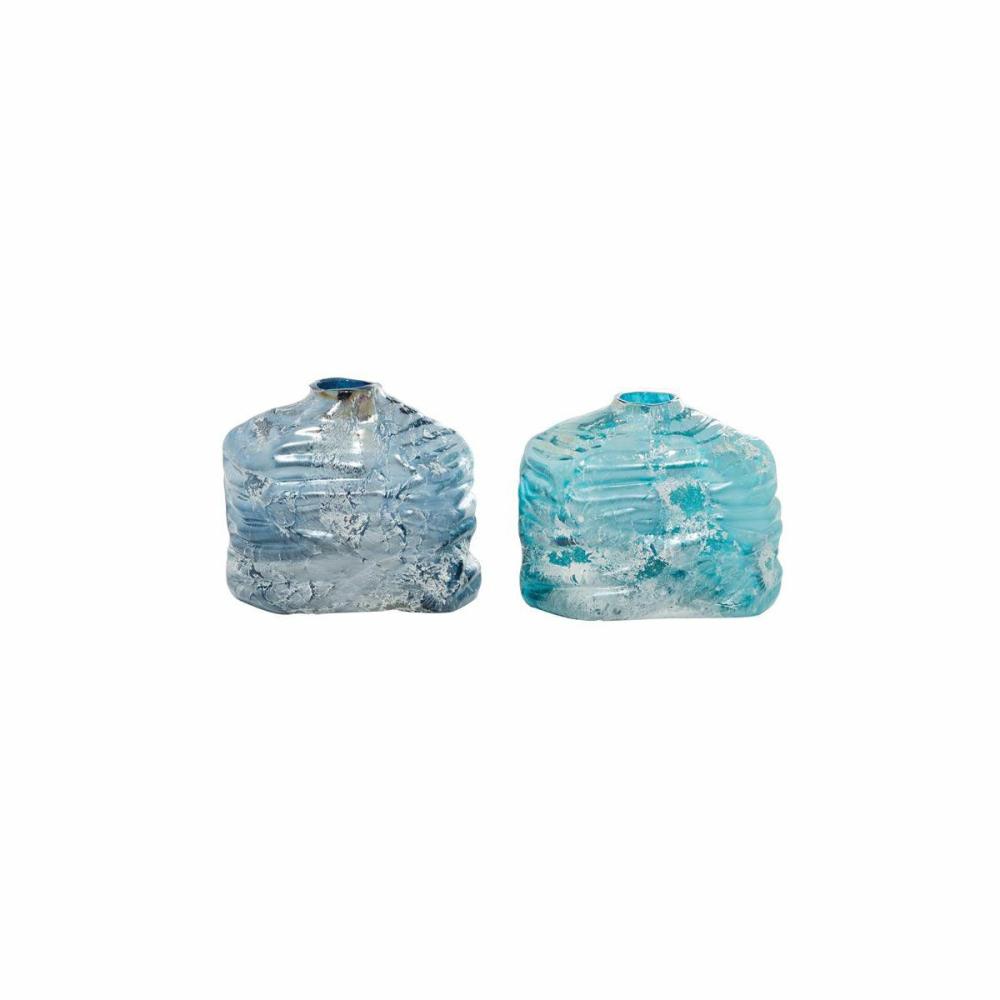 Blue Glass Vase Set Of 2 Decor & Accents