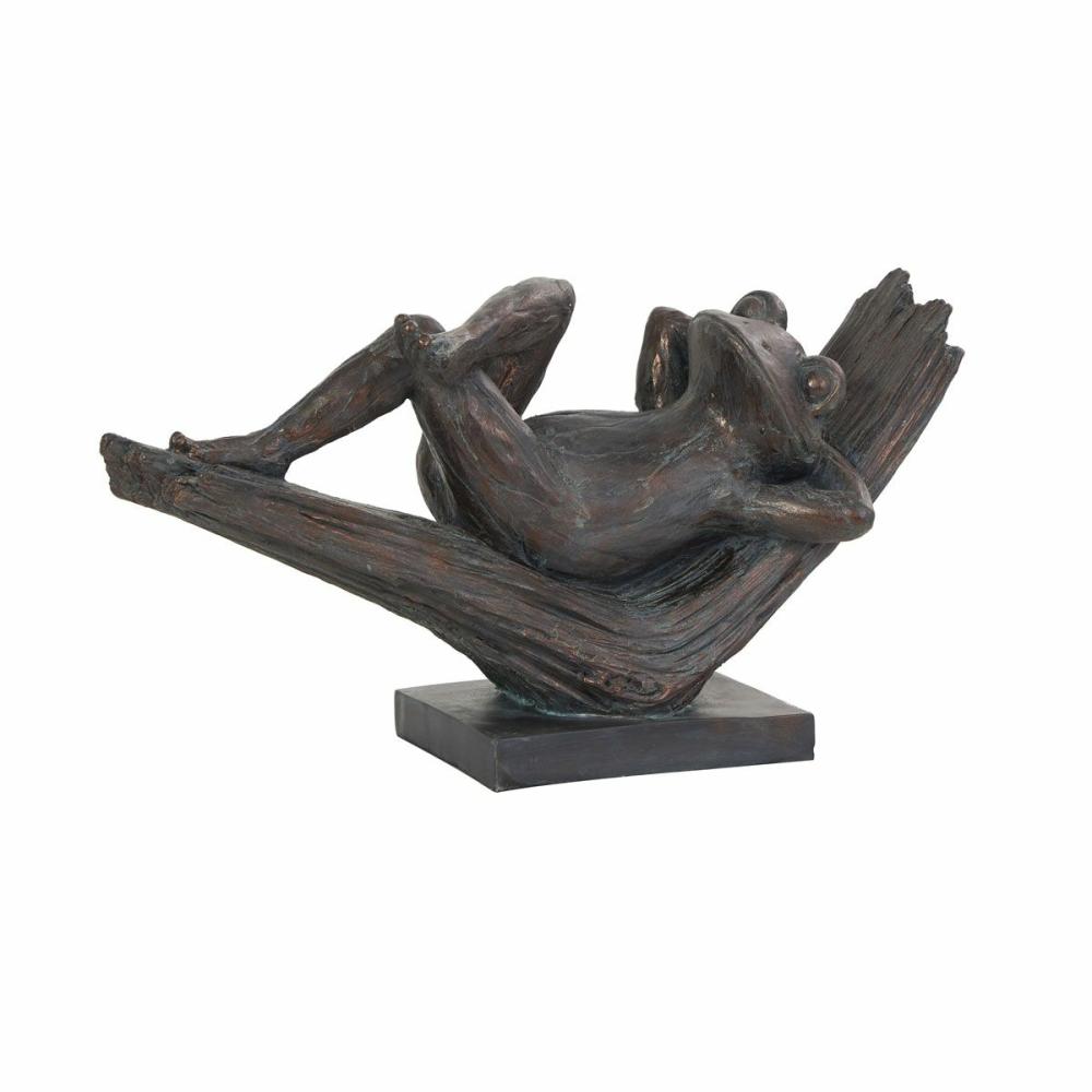 Bronze Relaxing Frog Decor & Accents