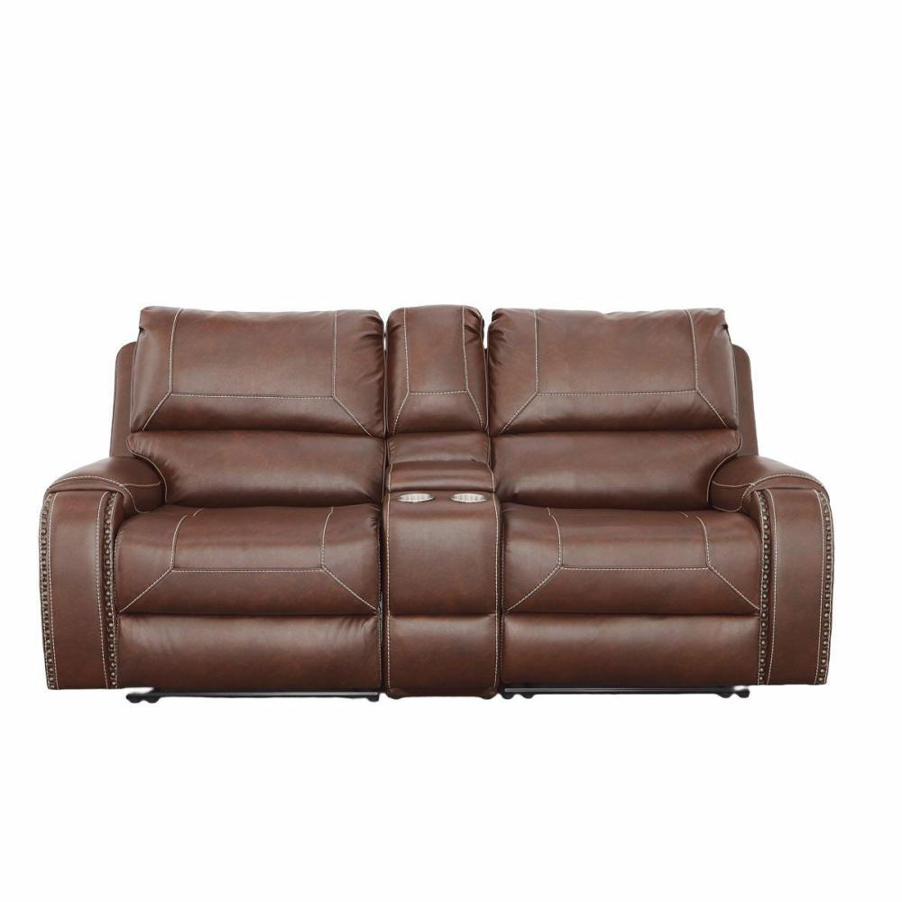 Conquest Saddle Manual Reclining Console Loveseat Living Room