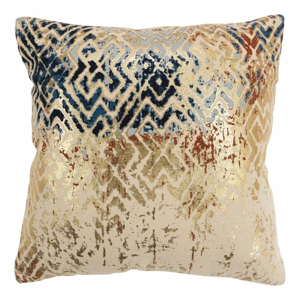 Distressed Metallic Foil Throw Pillow Accent Pillows