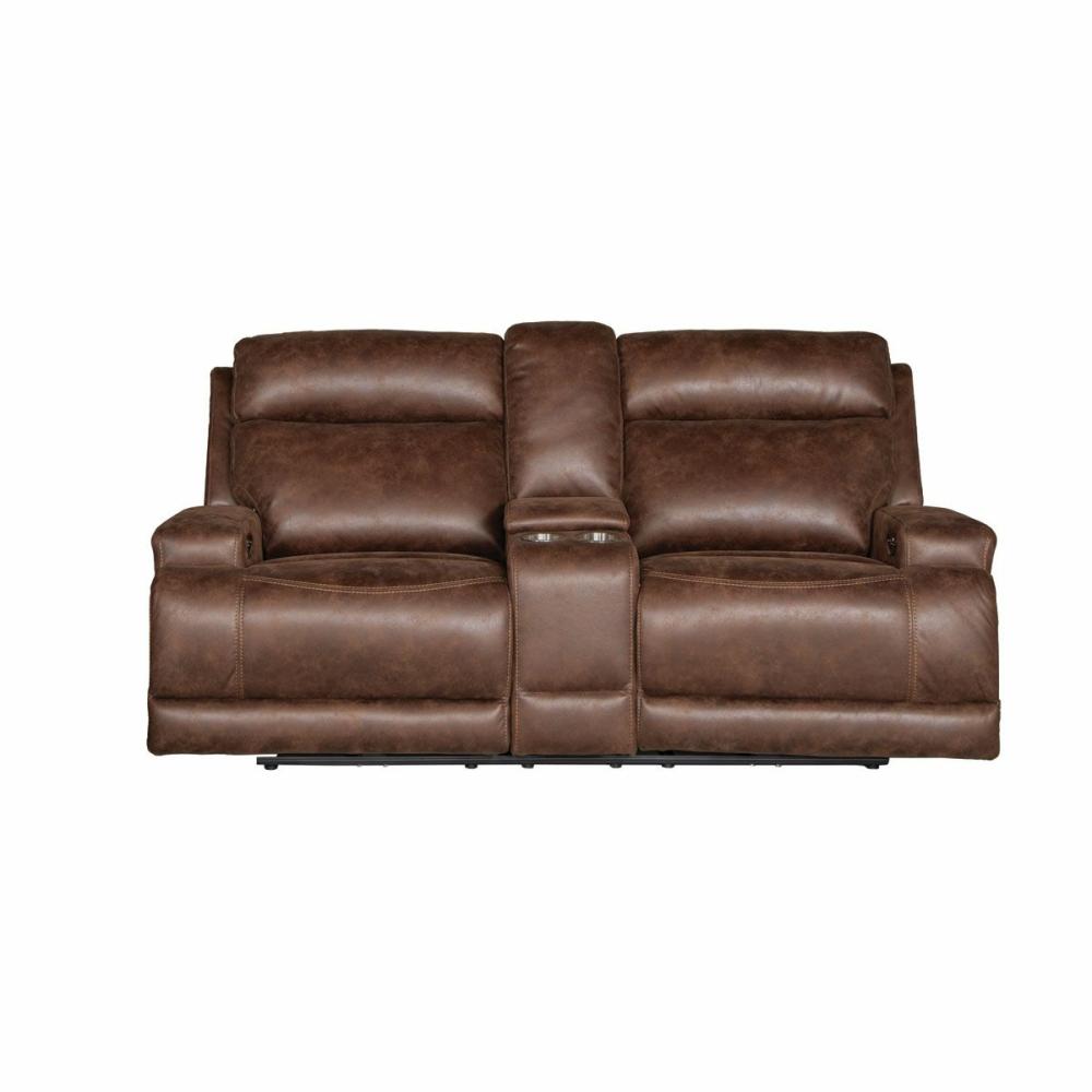 Dunn Dual Power Reclining Console Loveseat Living Room