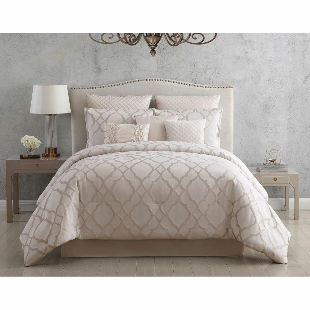 Elegant White 9 Piece Queen Linen Set Bedding Accessories