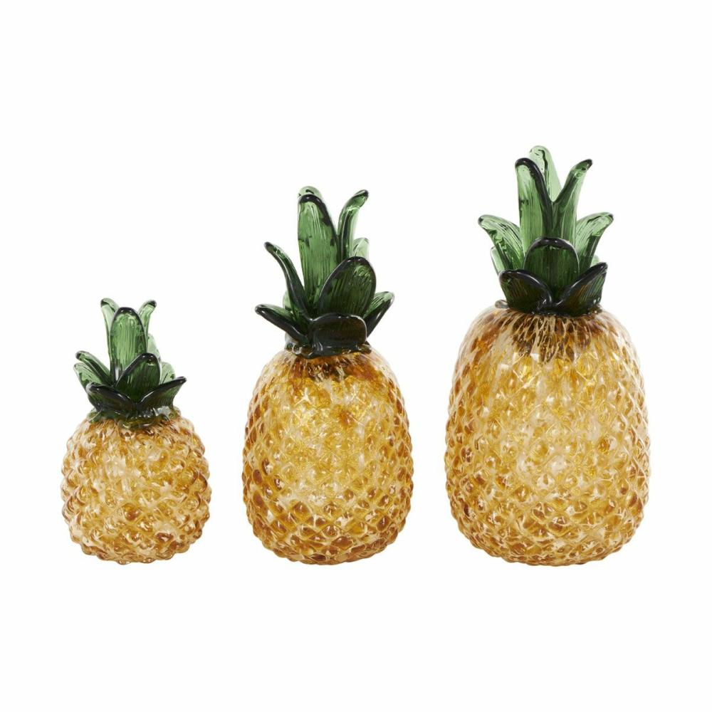 Glass Pineapple Set Of 3 Decor & Accents