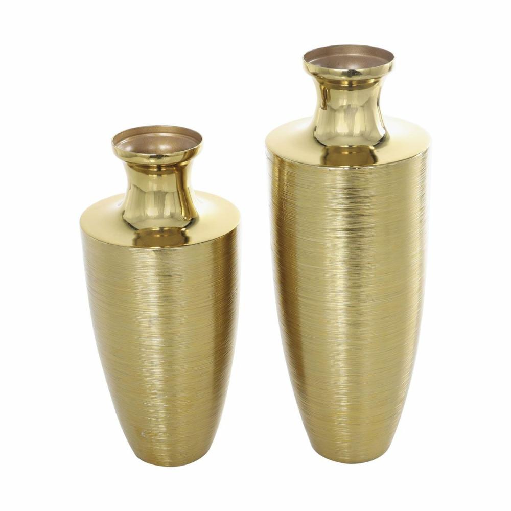 Gold Metal Vase Set Of 2 Decor & Accents