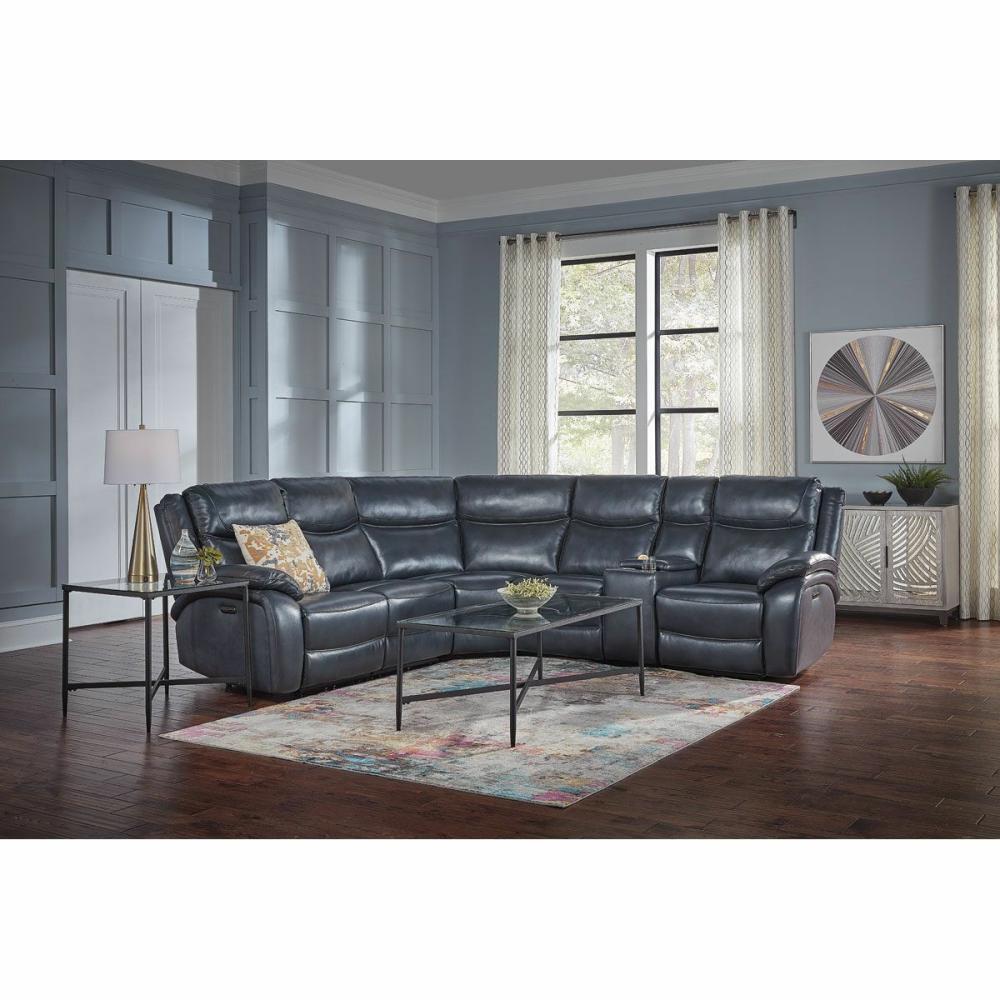 Lennox Leather 6Pc Triple Power Reclining Sectional Living Room