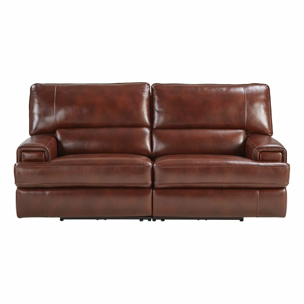 Oxford Leather Triple Power Reclining Loveseat Living Room