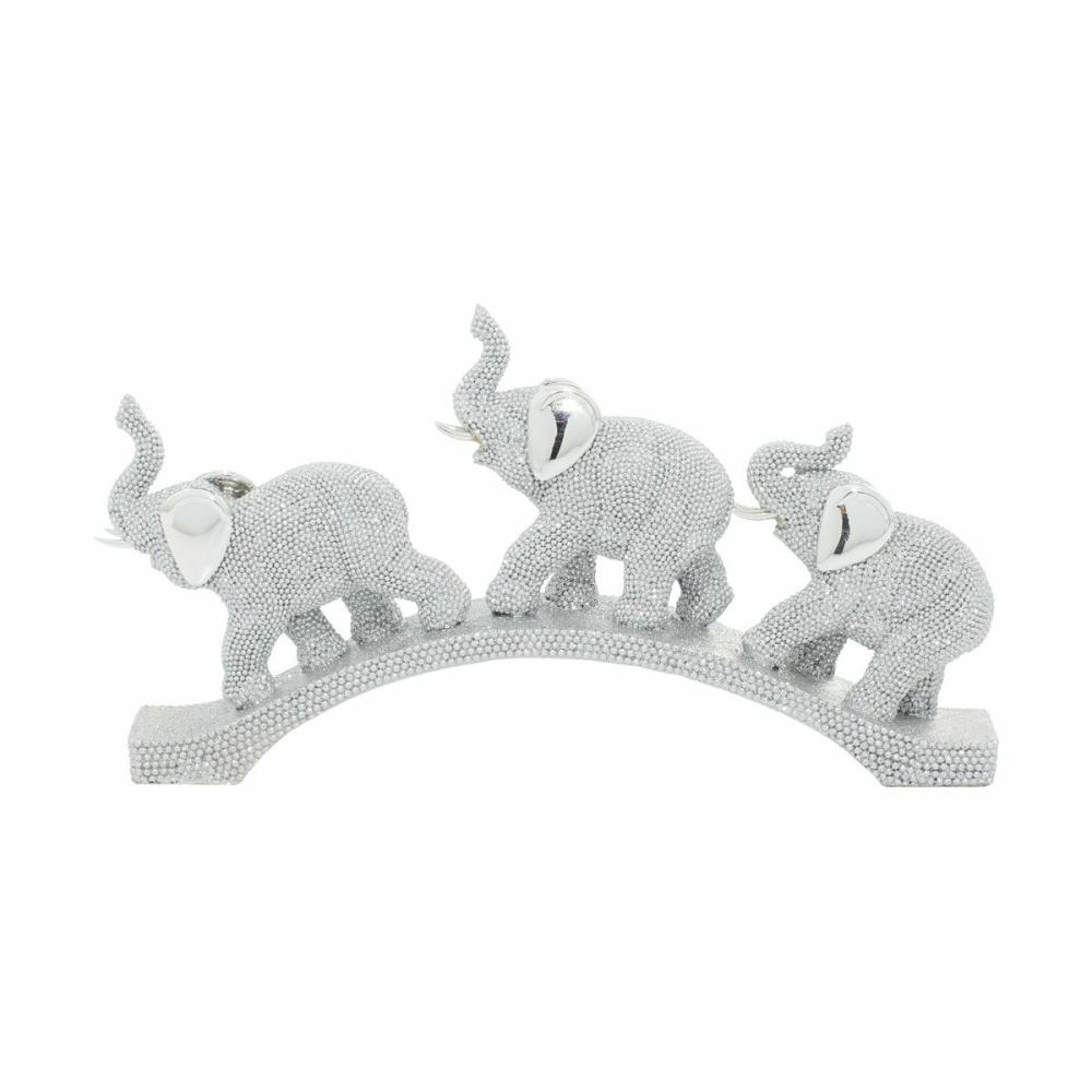 Silver Elephant Sculpture Decor & Accents