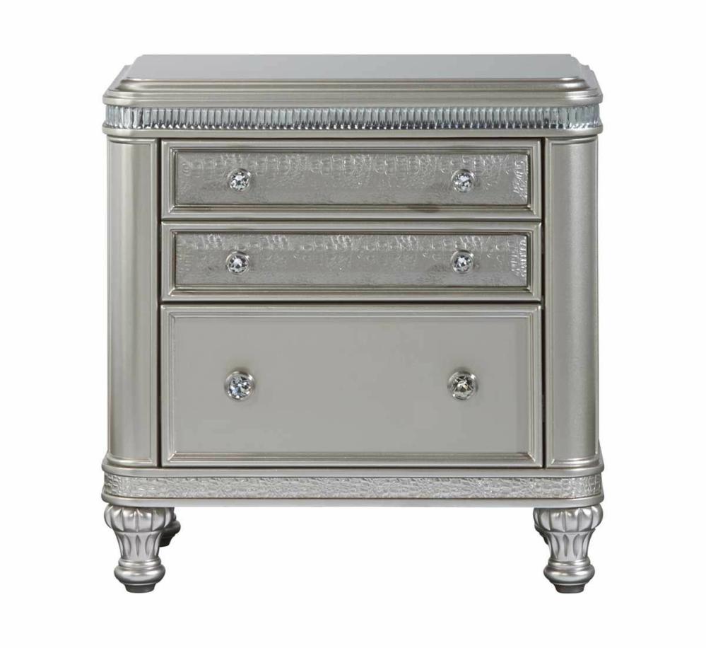 Silver Glam Nightstand Bedroom