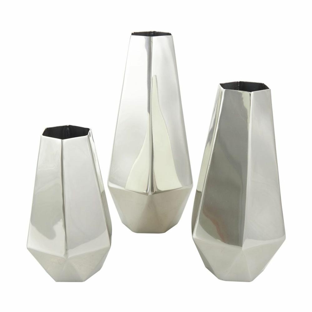 Silver Vase Set Of 3 Decor & Accents