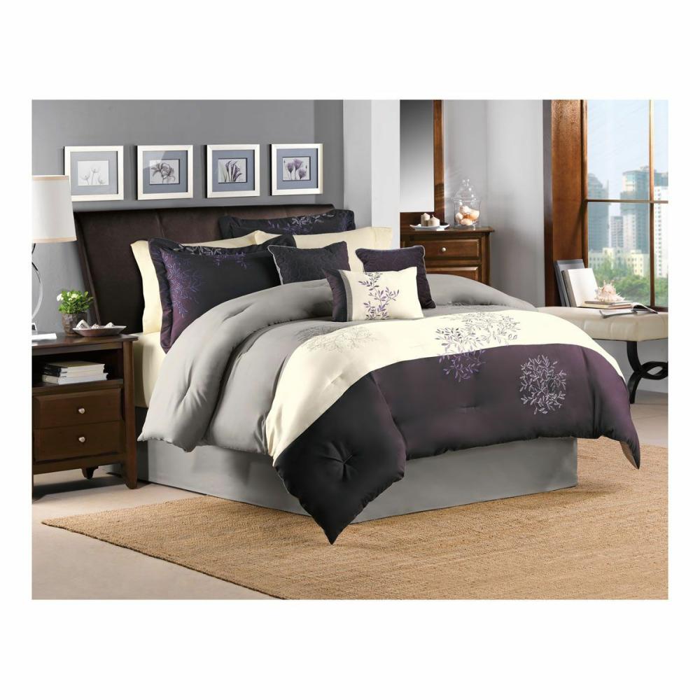 Soothing Purple 7 Piece Queen Linen Set Bedding Accessories