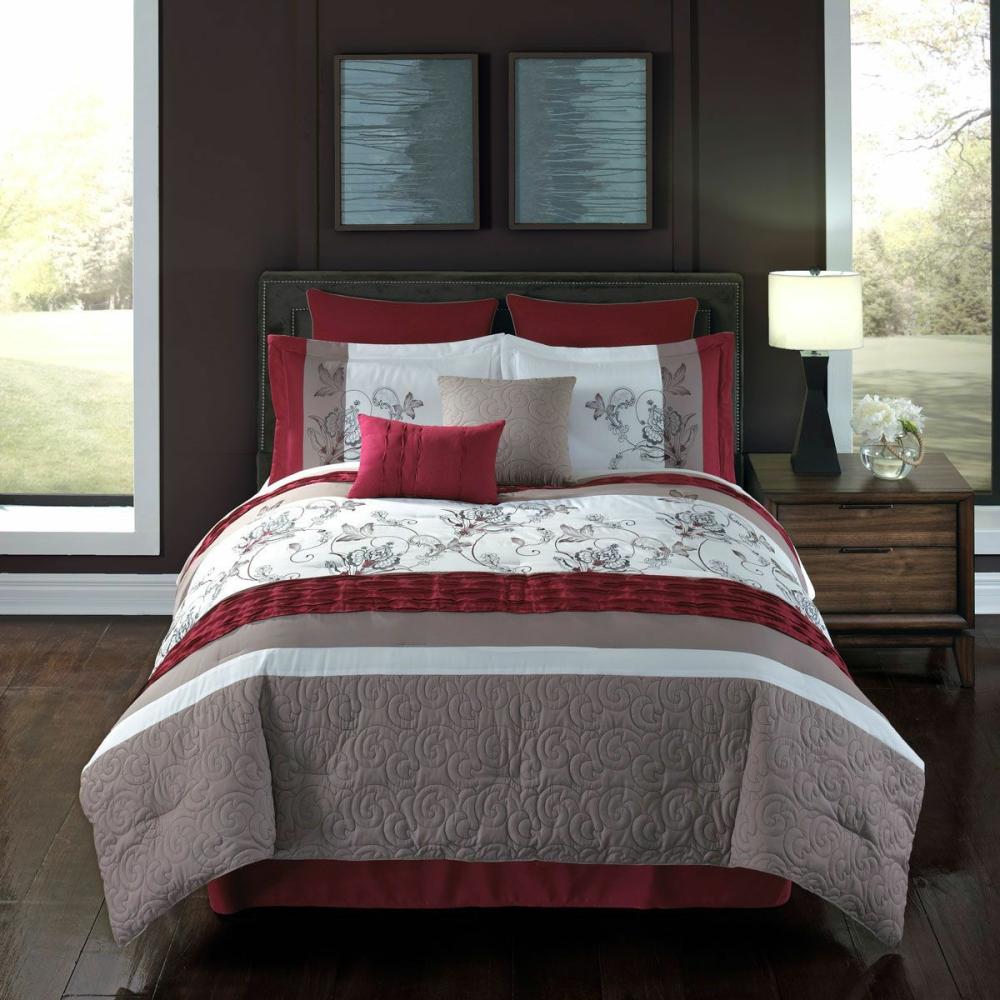 Spice Red 8 Piece Queen Linen Set Bedding Accessories