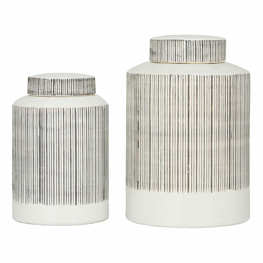 Striped Decorative Jar Set Of 2 Decor & Accents