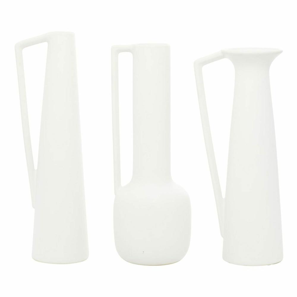 White Ceramic Vase Set Of 3 Decor & Accents