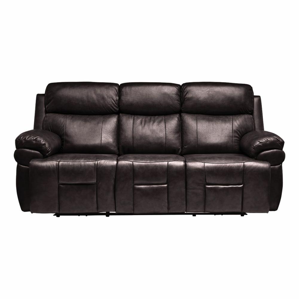 Zeus Leather Triple Power Reclining Sofa With Heat & Massage Living Room